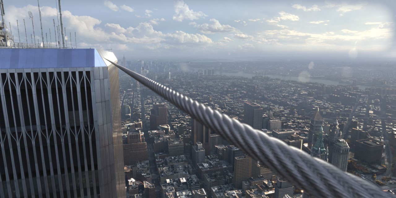 The high wire between the twin towers in TriStar Pictures' THE WALK.